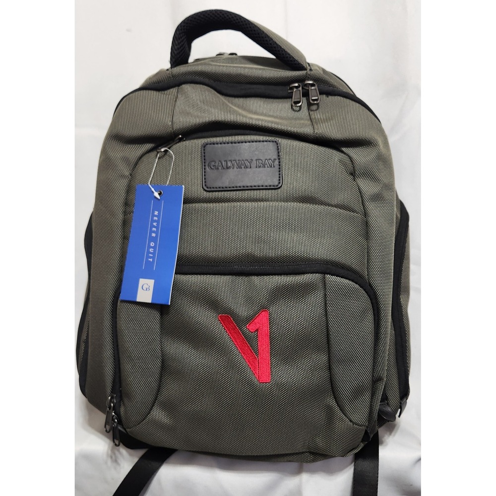 Galway Bay Golf Backpack Laptop Bag Olive Green Ballistic Nylon V1 Logo NWT